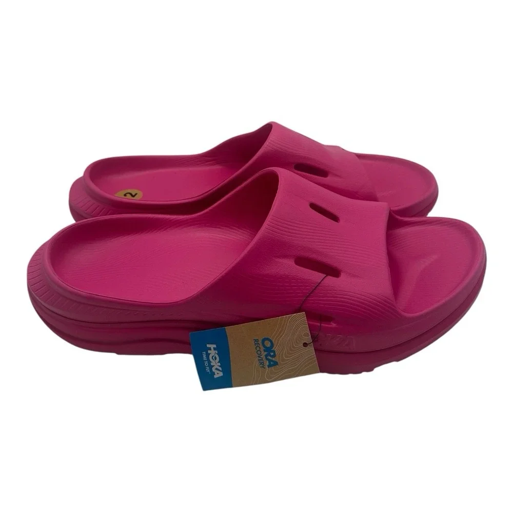 Hoka One One Ora‎ Recovery Slides 3 Mens Sz 12 Pink Yarrow Slip On Sandlas Flip